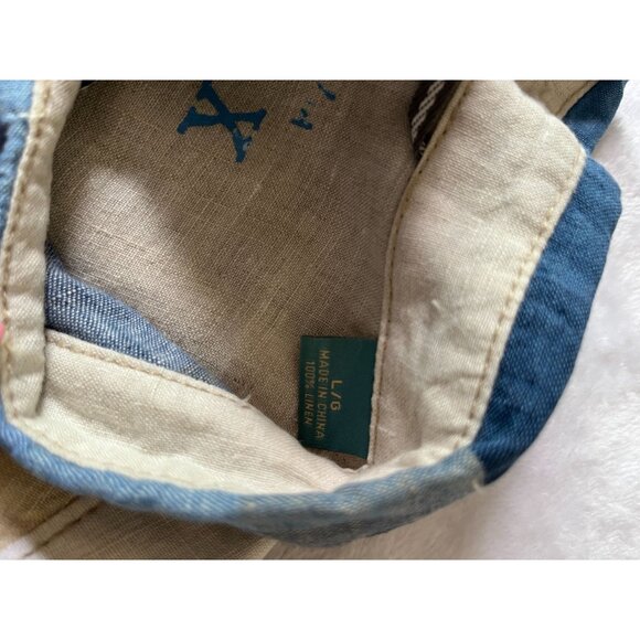 Tommy Bahama Relax Island Modern Fit Plaid Linen Short Sleeve Shirt Large Blue - Picture 5 of 11